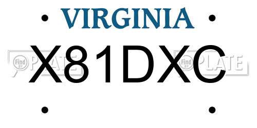 X81DXC Virginia License Plate