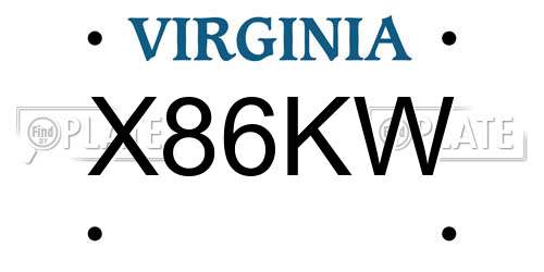 X86KW Virginia License Plate