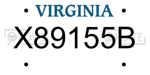 X89155B Virginia License Plate