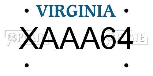XAAA64 Virginia License Plate