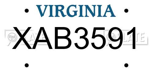 XAB3591 Virginia License Plate