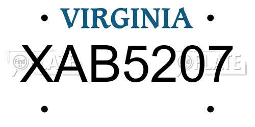 XAB5207 Virginia License Plate