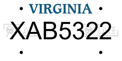 XAB5322 Virginia License Plate
