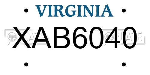 XAB6040 Virginia License Plate