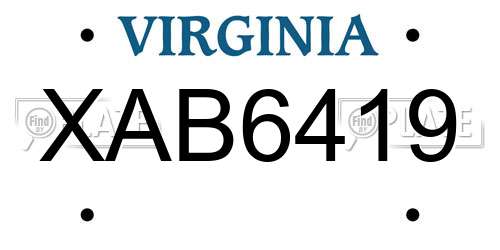 XAB6419 Virginia License Plate