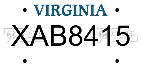 XAB8415 Virginia License Plate