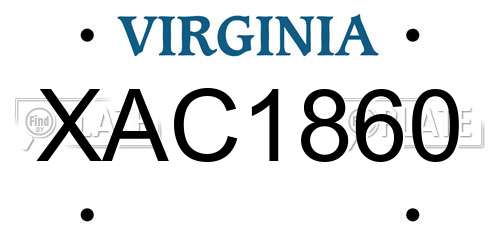 XAC1860 Virginia License Plate
