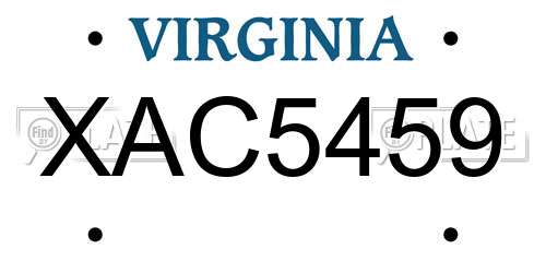 XAC5459 Virginia License Plate