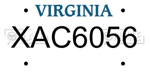 XAC6056 Virginia License Plate