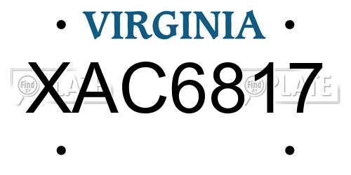 XAC6817 Virginia License Plate