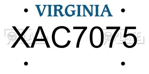 XAC7075 Virginia License Plate