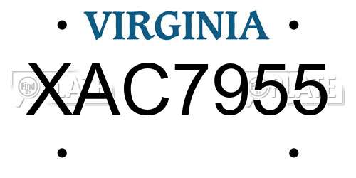 XAC7955 Virginia License Plate