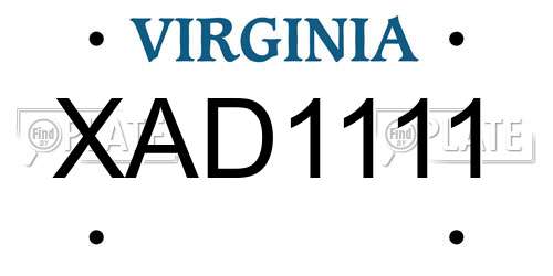 XAD1111 Virginia License Plate
