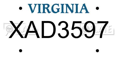 XAD3597 Virginia License Plate