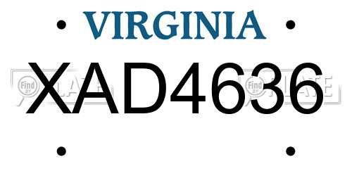 XAD4636 Virginia License Plate