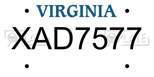 XAD7577 Virginia License Plate