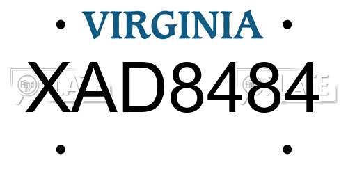 XAD8484 Virginia License Plate