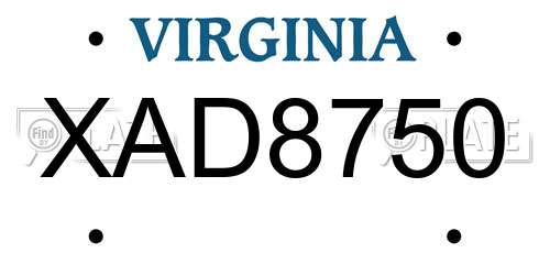 XAD8750 Virginia License Plate