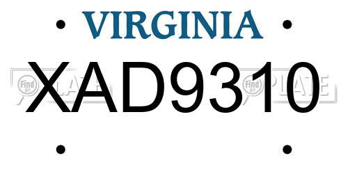XAD9310 Virginia License Plate