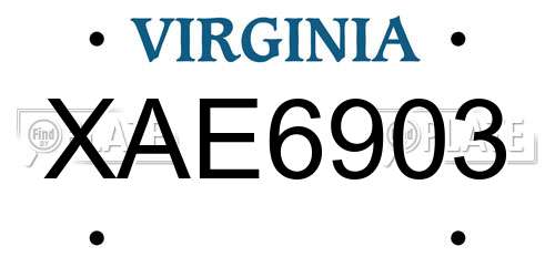 XAE6903 Virginia License Plate