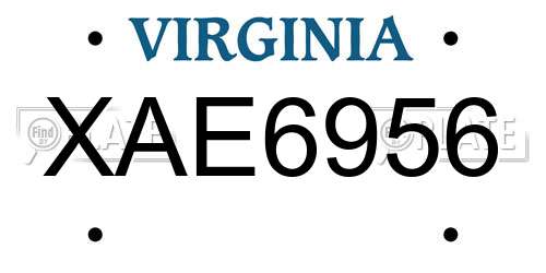 XAE6956 Virginia License Plate