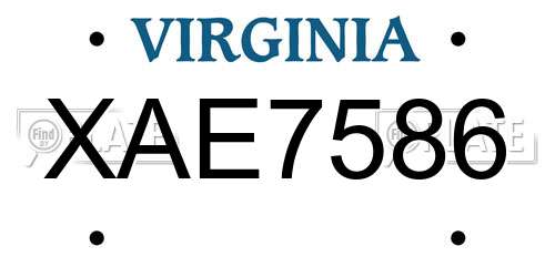 XAE7586 Virginia License Plate
