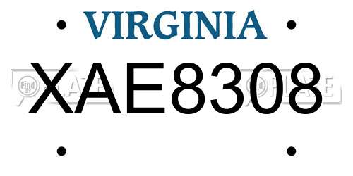 XAE8308 Virginia License Plate