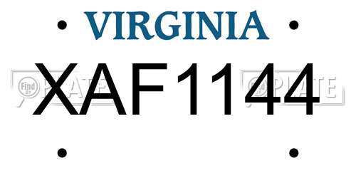 XAF1144 Virginia License Plate
