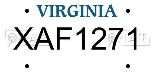 XAF1271 Virginia License Plate