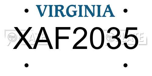 XAF2035 Virginia License Plate