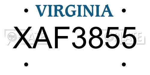 XAF3855 Virginia License Plate
