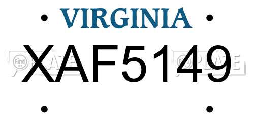XAF5149 Virginia License Plate