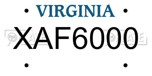 XAF6000 Virginia License Plate