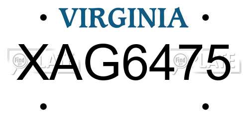 XAG6475 Virginia License Plate