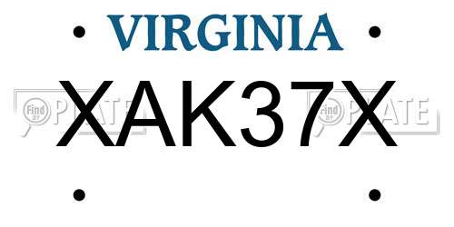 XAK37X Virginia License Plate