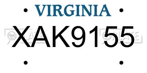 XAK9155 Virginia License Plate