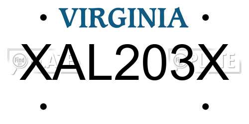XAL203X Virginia License Plate