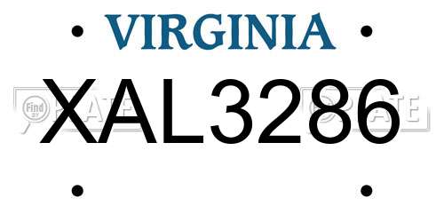 XAL3286 Virginia License Plate