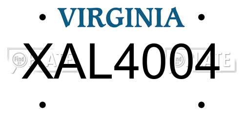 XAL4004 Virginia License Plate