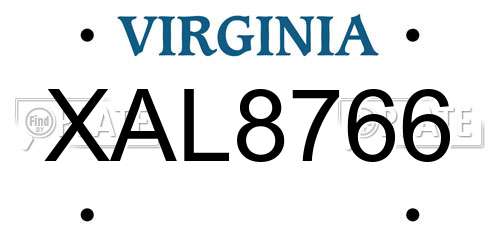 XAL8766 Virginia License Plate