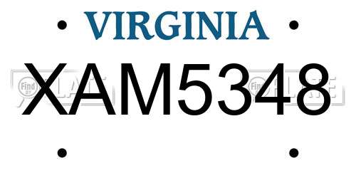 XAM5348 Virginia License Plate