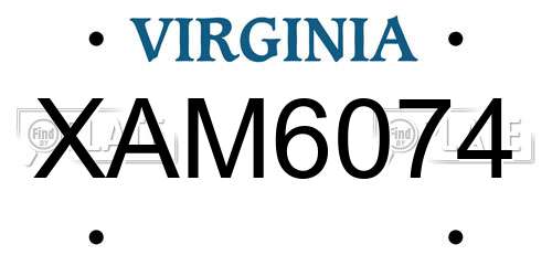 XAM6074 Virginia License Plate