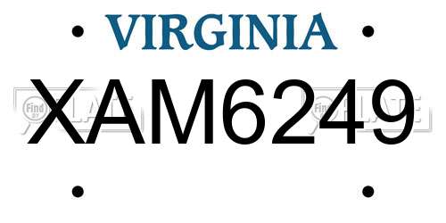 XAM6249 Virginia License Plate