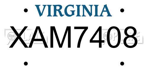 XAM7408 Virginia License Plate