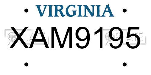 XAM9195 Virginia License Plate