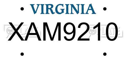 XAM9210 Virginia License Plate