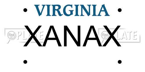 XANAX Virginia License Plate