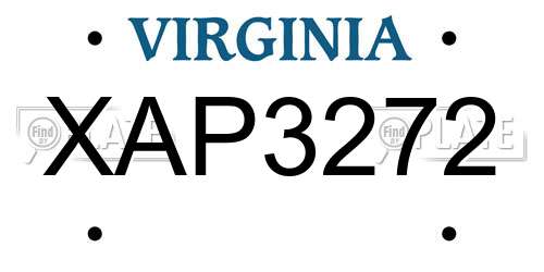 XAP3272 Virginia License Plate