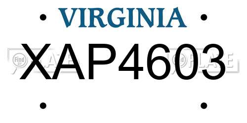 XAP4603 Virginia License Plate