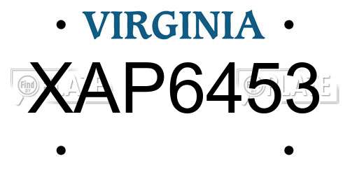 XAP6453 Virginia License Plate